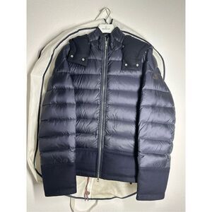 RARE MONCLER NAVY QUILTED DOWN JACKET Sz 3/L GOOSE DOWN/ FEATHER Limited Edition